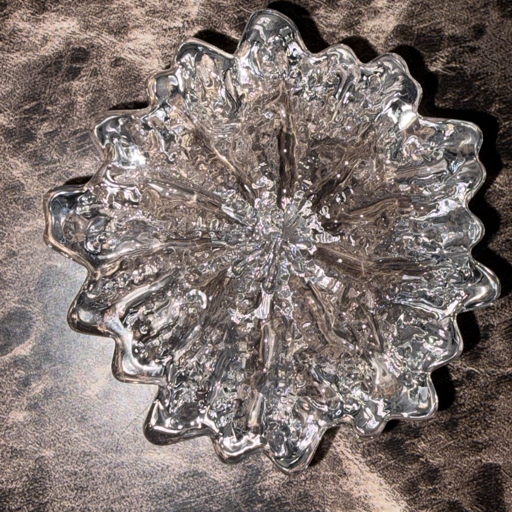Set 2 Clear Glass Long Taper Candle Holders Floral Starburst Tea Light Decor - Picture 15 of 16